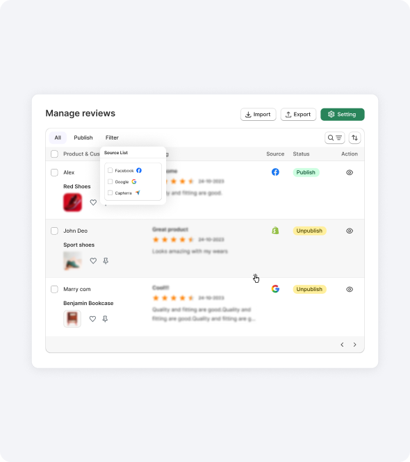 See every review in one clean place