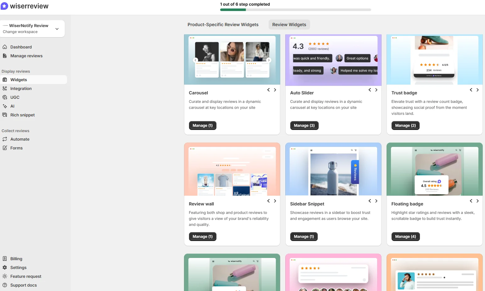 Google review widget design options