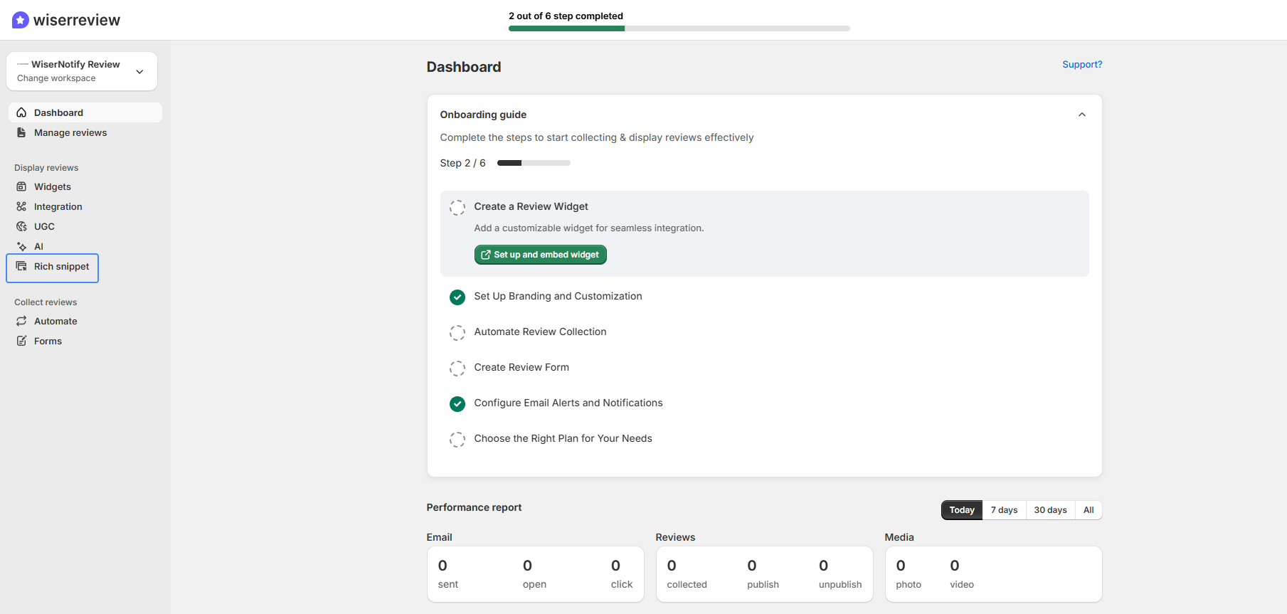 Go to the Rich Snippet section