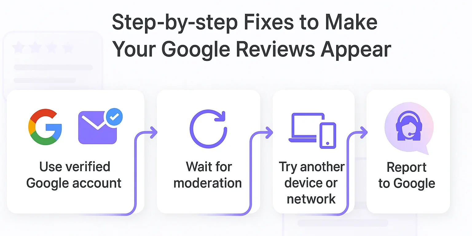 Step-by-step fixes to make your google reviews appear