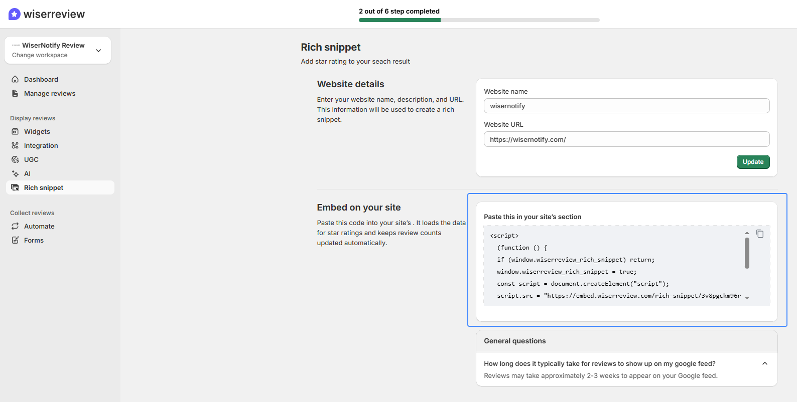 Copy the embed script