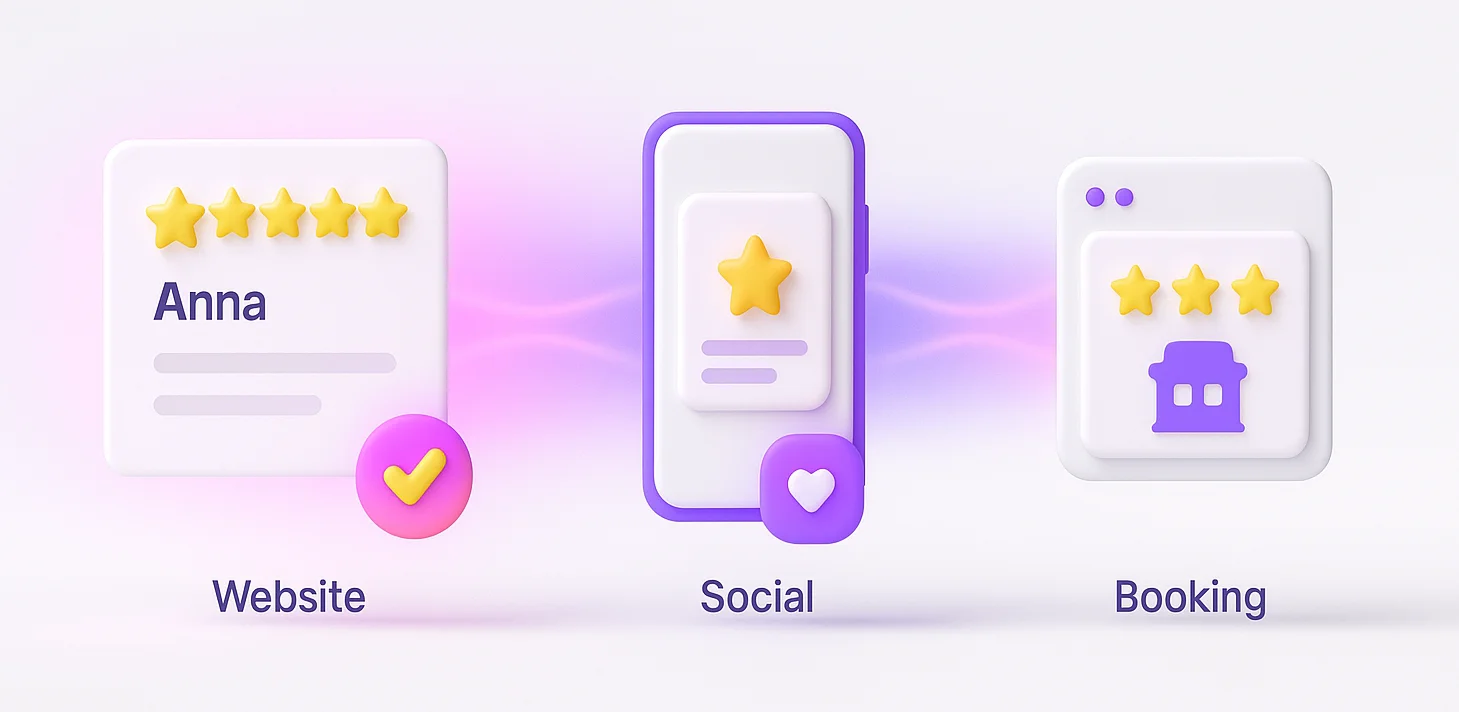 Showcasing reviews across channels