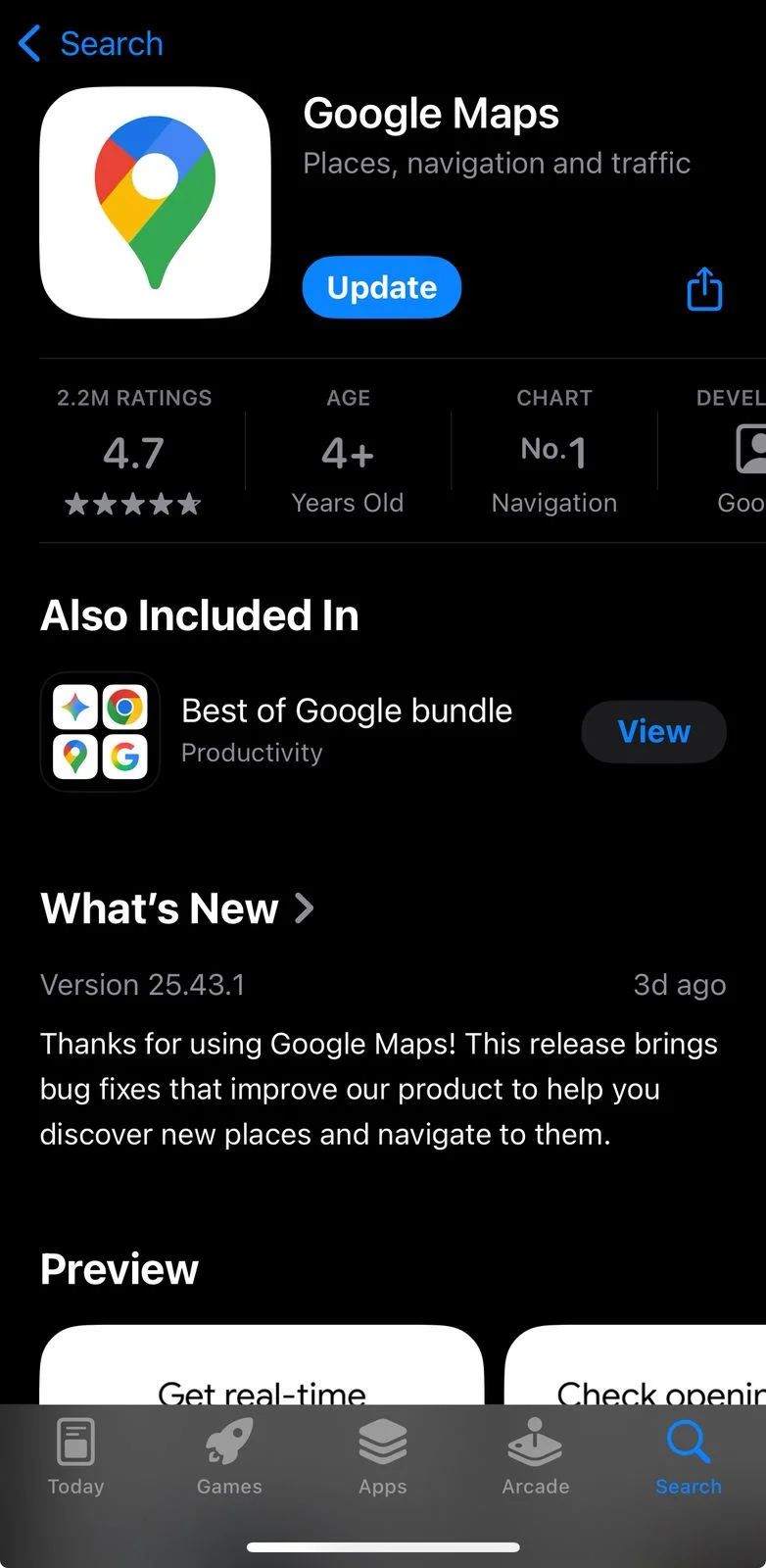 Open the Google Maps App