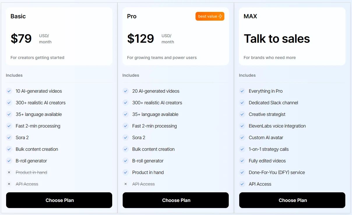 MakeUGC Pricing