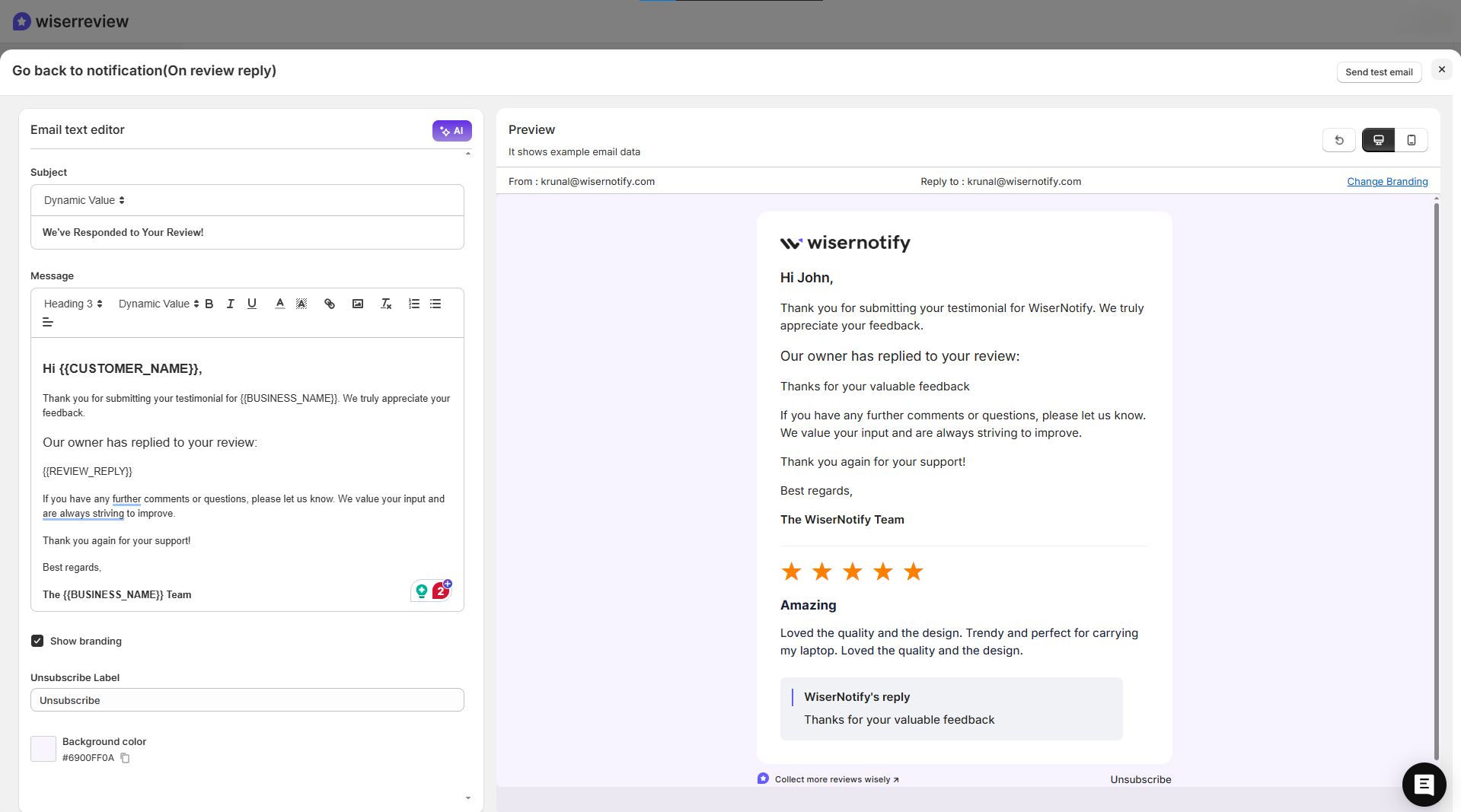 Set auto-reply templates