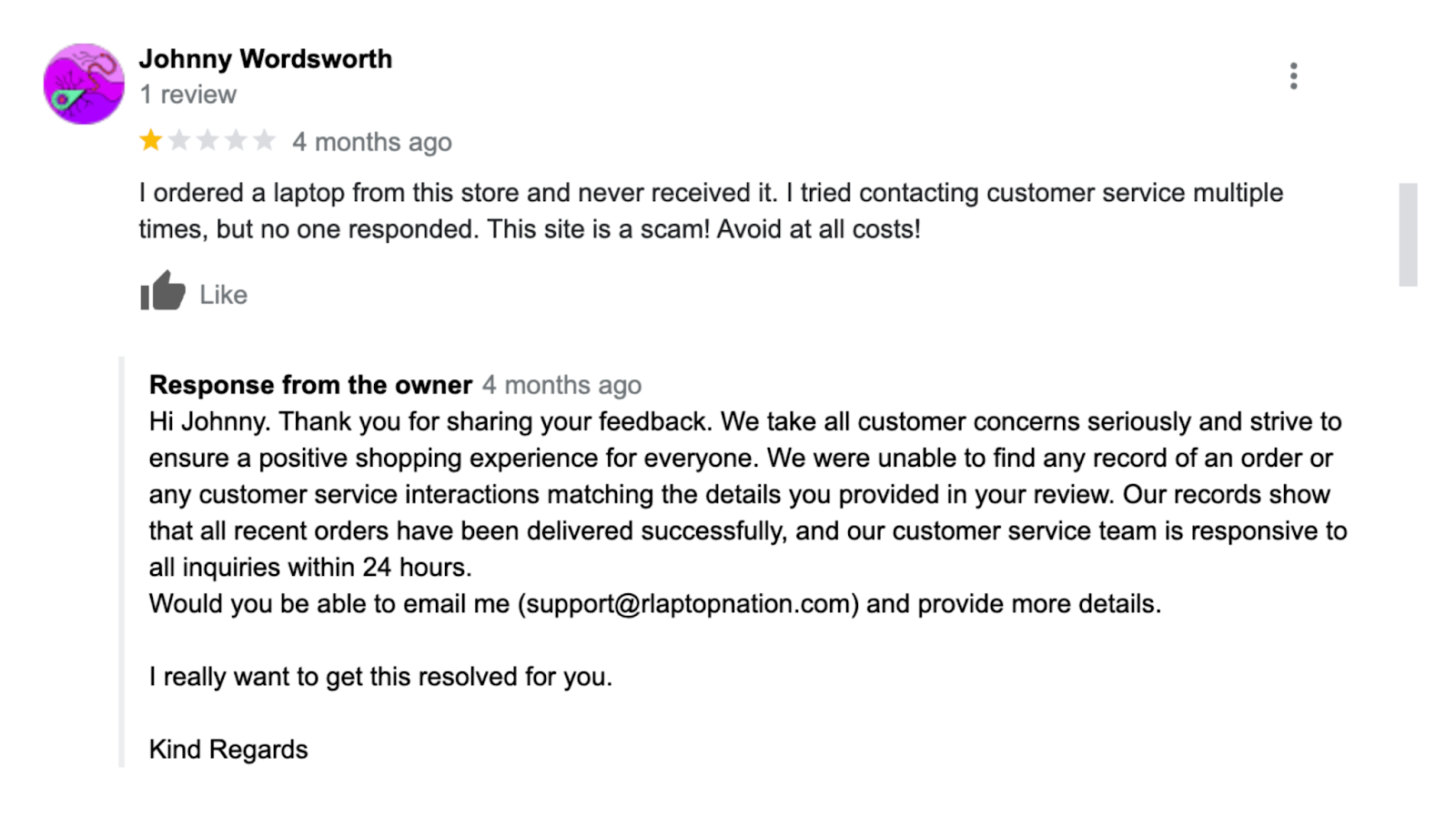 Johnny Wordsworth – Possible False Claim