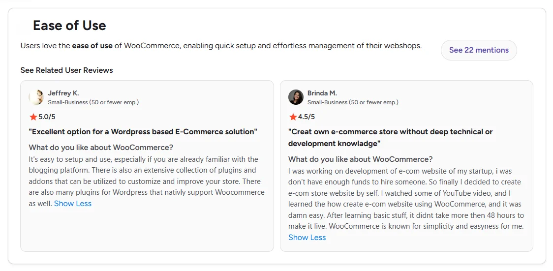 Summary of user reviews & ratings