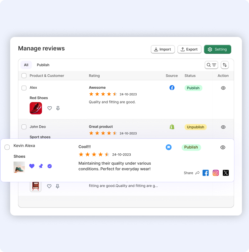 Manage Reviews