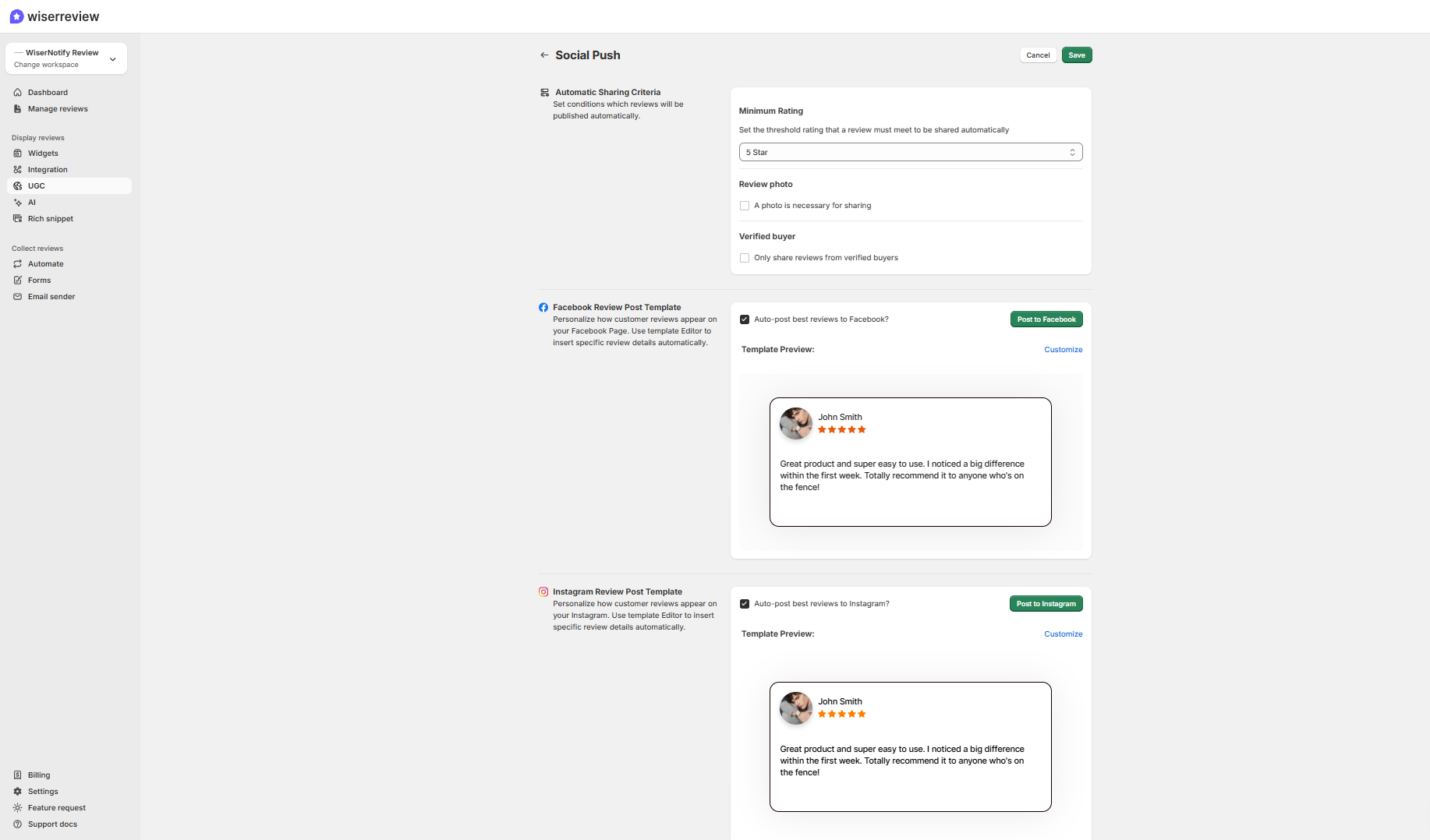 Set up social sharing