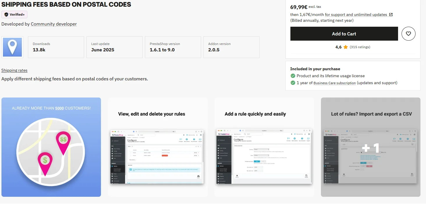 Shipping fees based on postal codes