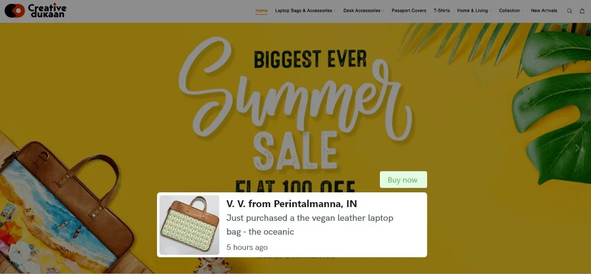 Enable live purchase notifications 