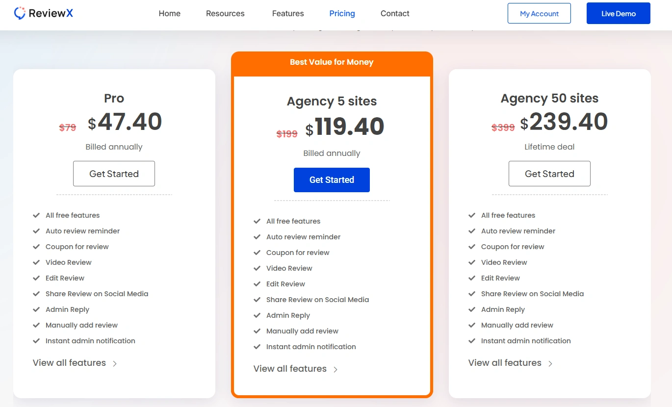 ReviewX Pricing