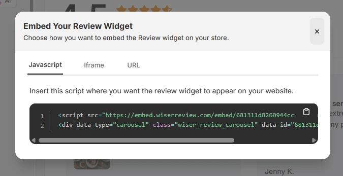Review widget code