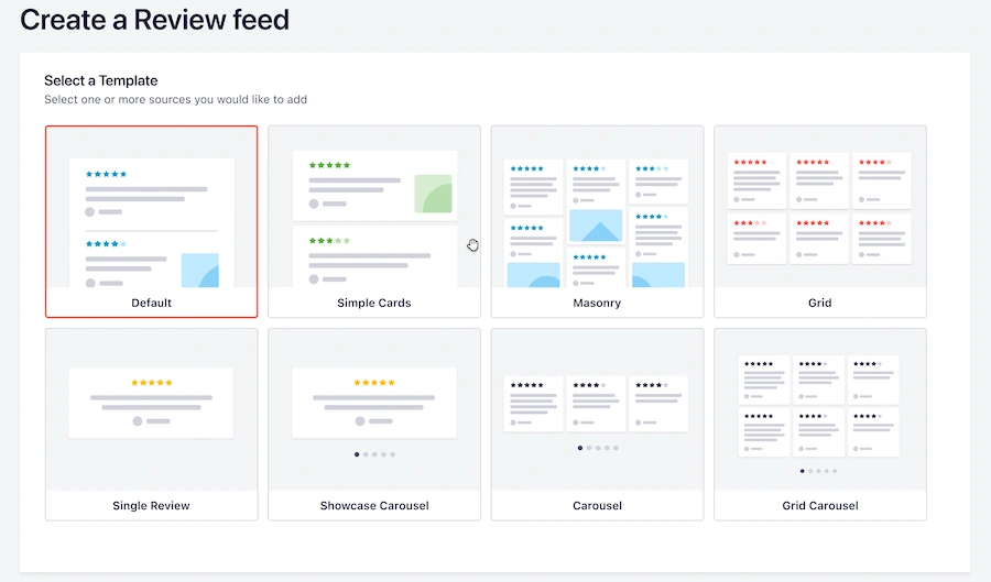 Choose Feed Template