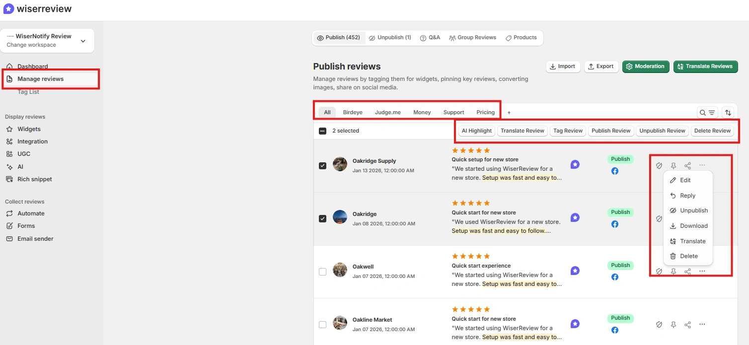 Manage, Tag & Repurpose Reviews From One Dashboard