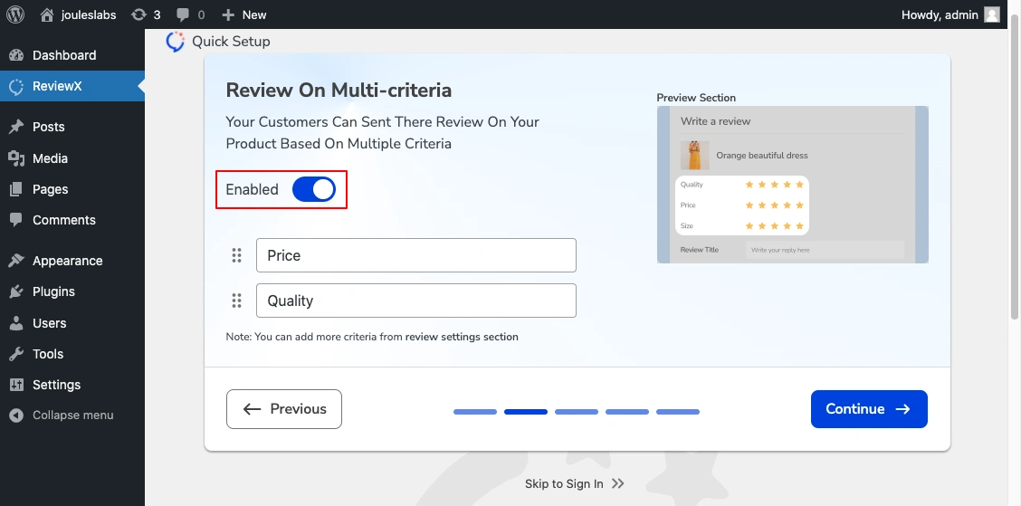 Multiple Review Criteria