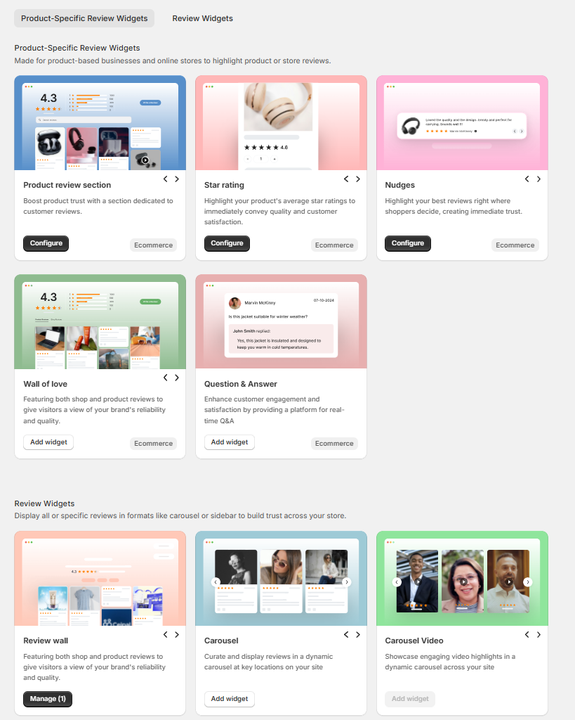 Multiple review display formats