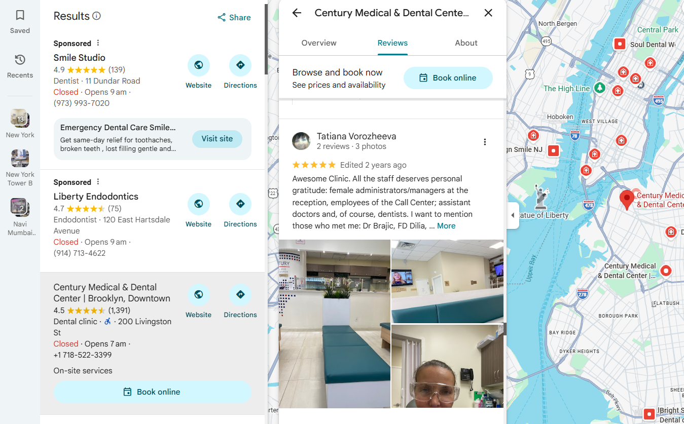 Google reviews for doctors and dentists