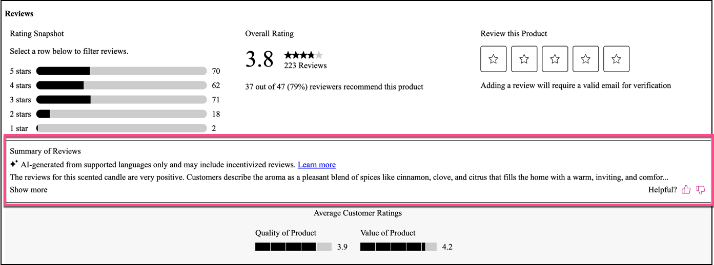 What is an AI review summary